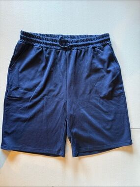 URRU Men's Navy Blue Knit Drawstring Athletic Workout Shorts Size Large
